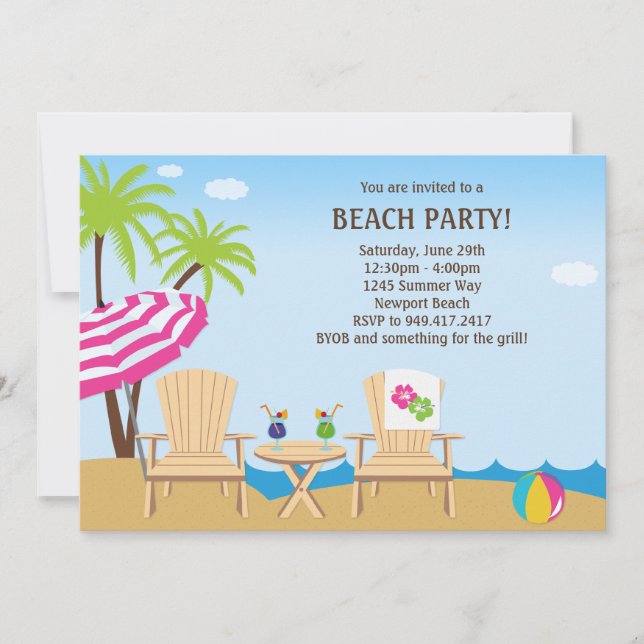 Invitation à la fête de la plage d'été (Devant)