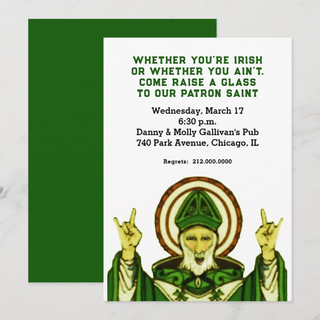 Invitation à la fête de la Saint-Patrick (Devant / Derrière)