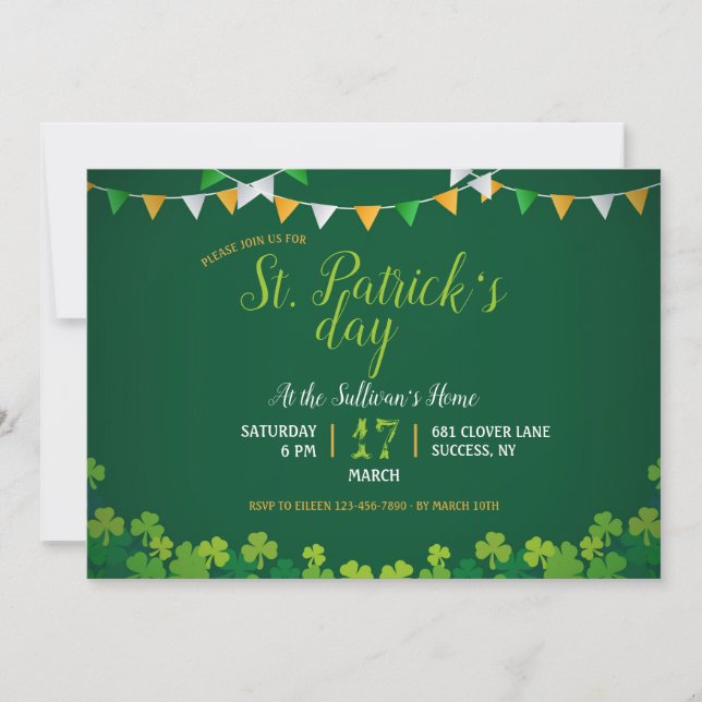 Invitation à la fête de la Saint-Patrick (Devant)