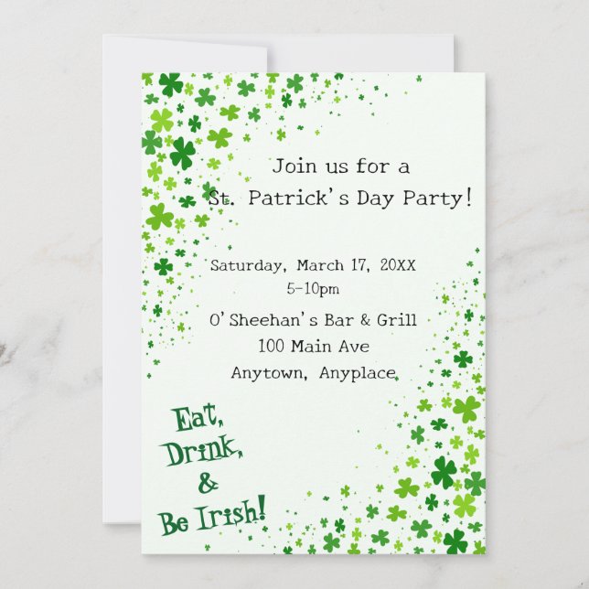 Invitation à la fête de la Saint-Patrick (Devant)