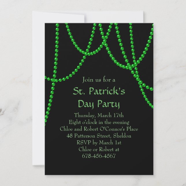 Invitation à la fête de la Saint Patrick - noir (Devant)
