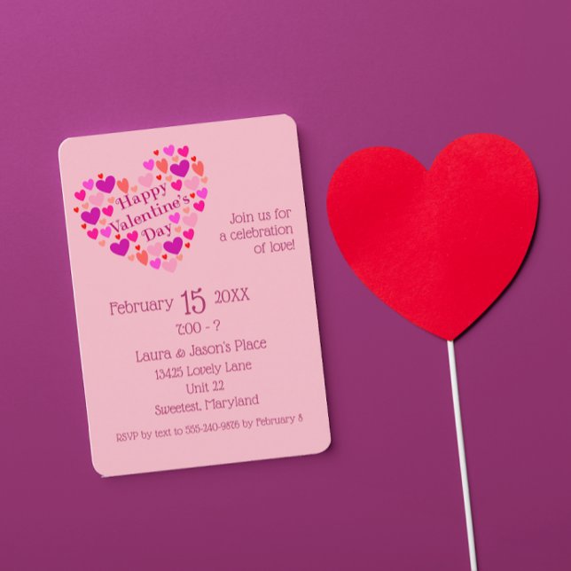 Invitation à la fête de la Saint-Valentin avec cœu (Créateur téléchargé)