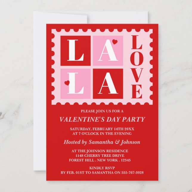 Invitation à la fête de la Saint-Valentin La La Lo (Devant)