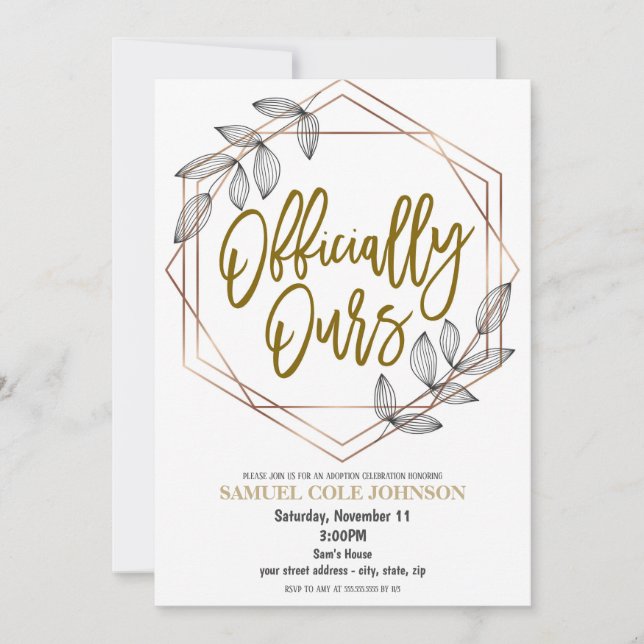 Invitation à la fête de l'adoption (Devant)