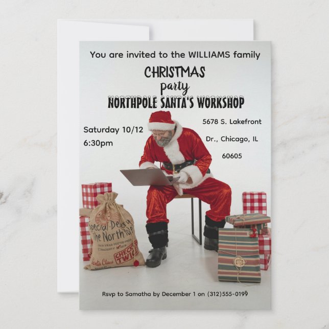 Invitation à la fête de l'atelier du Père Noël (Devant)