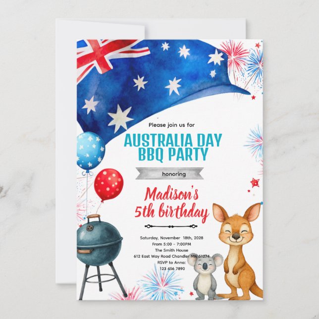Invitation à la fête de l'Australia Day (Devant)