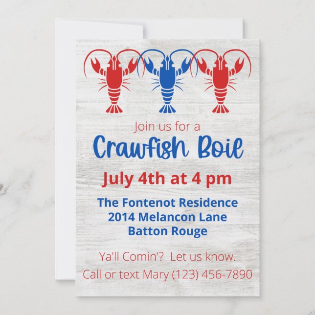 Invitation à la Fête de l'Ébullition des Écrevisse (Devant)