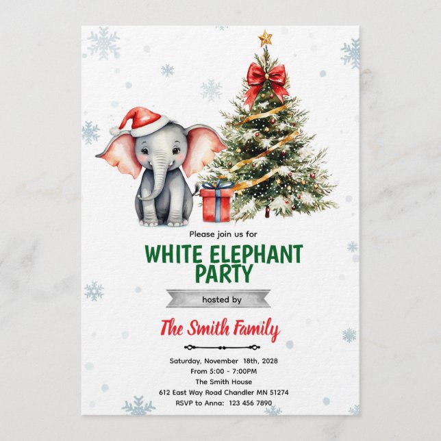 Invitation à la fête de l'éléphant de Noël (Devant)