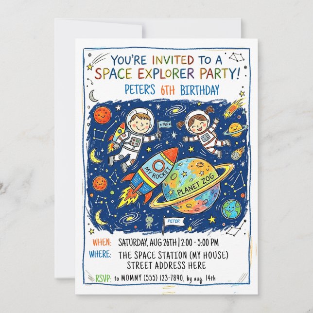 Invitation à la fête de l'explorateur spatial (Devant)