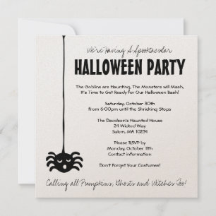 Invitation à la fête de l'Halloween de Spider - Ca