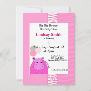 Invitation à la fête de l'hippopotame rose