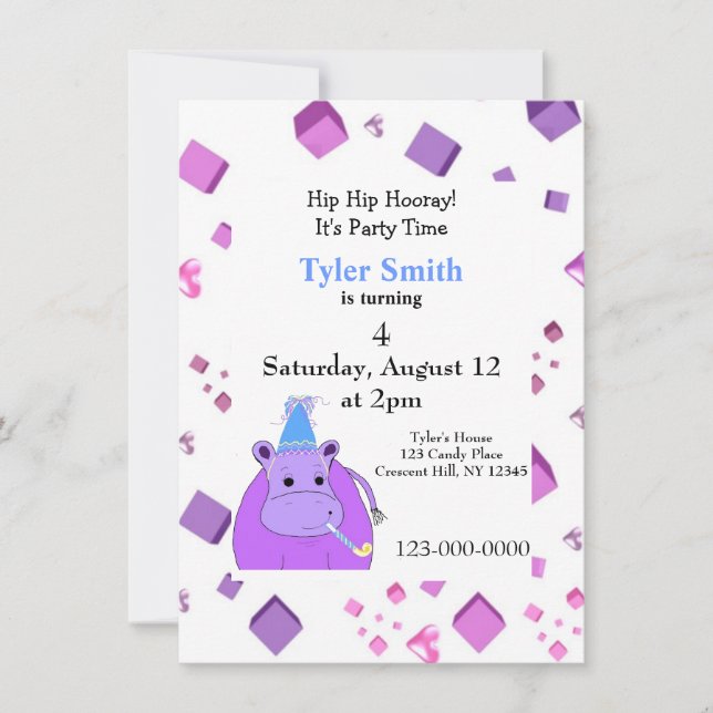 Invitation à la fête de l'hippopotame violet (Devant)