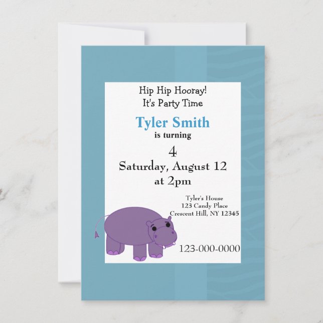Invitation à la fête de l'hippopotame violet (Devant)