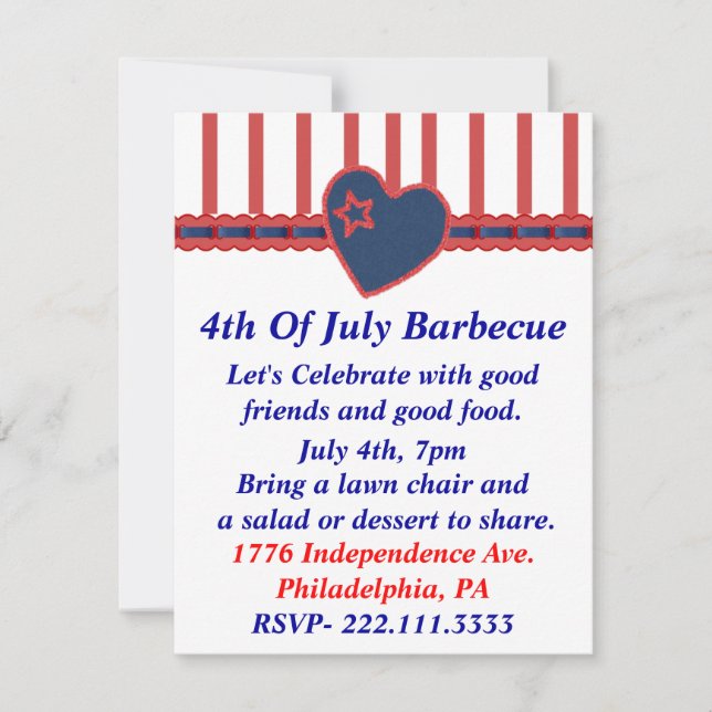 Invitation à la fête de l'Indépendance (Devant)