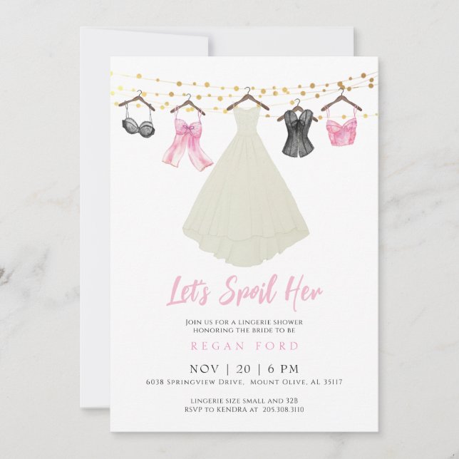 Invitation à la fête de lingerie avec robe Mariage (Devant)