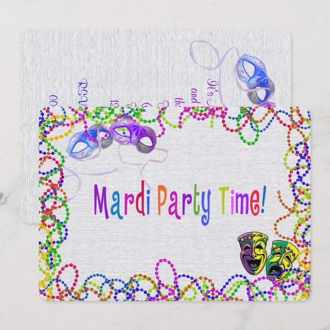 Invitation à la fête de Mardi Gras (Devant / Derrière)