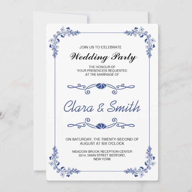 Invitation à la fête de mariage (Devant)