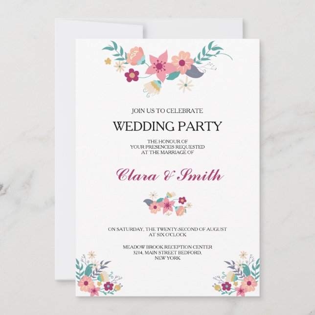 Invitation à la fête de mariage (Devant)