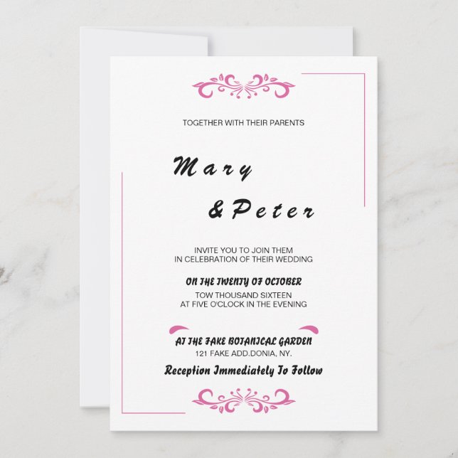 Invitation à la fête de mariage (Devant)