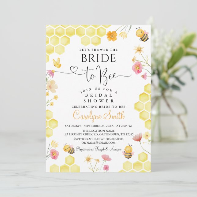 Invitation à la fête de mariage Bride to Bee (Debout devant)