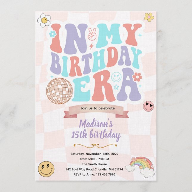 Invitation à la fête de mon ère d'anniversaire (Devant)