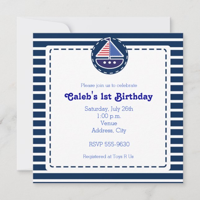 Invitation à la fête de naissance de bébé avec bat (Devant)