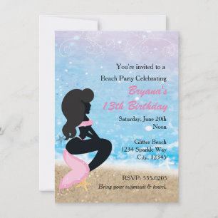 Invitation à la fête de natation Mermaid Beach Bun
