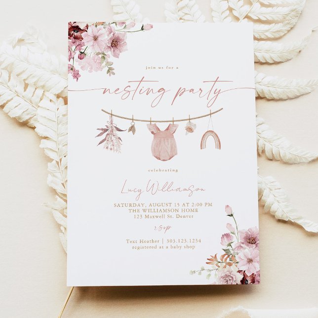 Invitation à la fête de nidification de bébé fille (Créateur téléchargé)