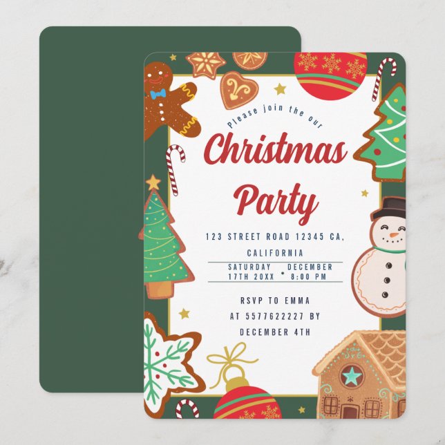 Invitation à la fête de Noël (Devant / Derrière)