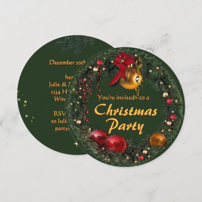 Invitation à la fête de Noël (Devant / Derrière)