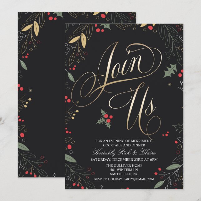 Invitation à la fête de Noël (Devant / Derrière)