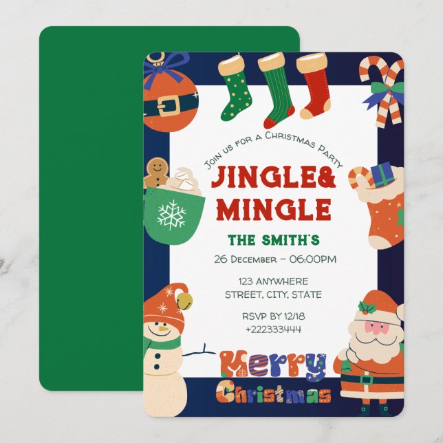 Invitation à la fête de Noël (Devant / Derrière)