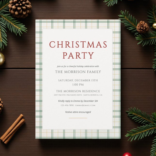 Invitation à la fête de Noël à carreaux (Créateur téléchargé)
