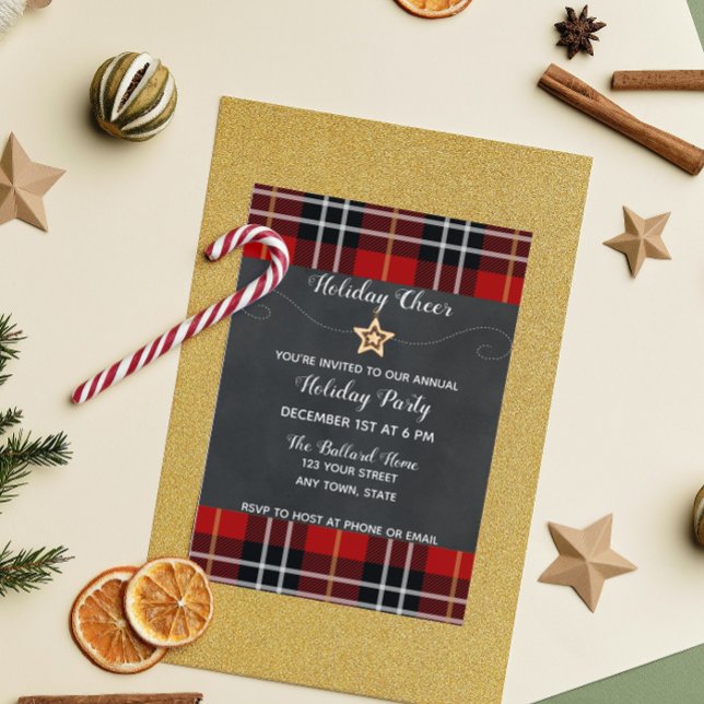 Invitation à la fête de Noël à carreaux (Créateur téléchargé)