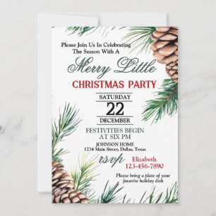 Invitation à la fête de Noël à feuillage persistan