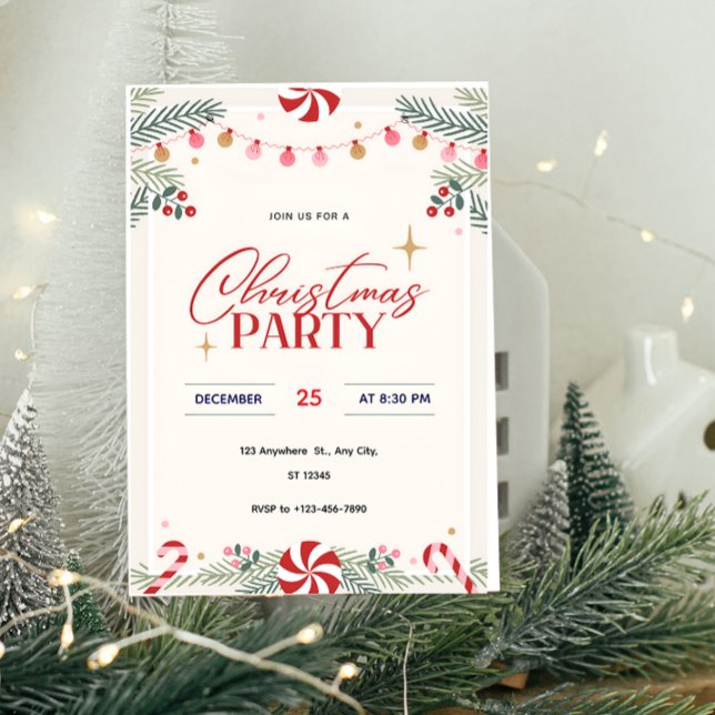 Invitation à la fête de Noël à la menthe poivrée  (Créateur téléchargé)