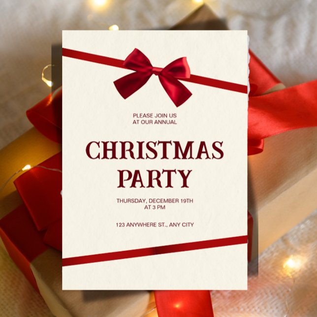 Invitation à la fête de Noël annuelle du bureau ("Celebrate a yearly tradition. This formal invitation is perfect for your organization's annual Chri)