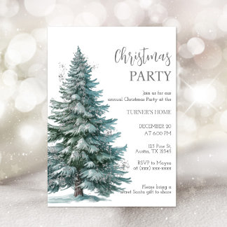 Invitation à la fête de Noël arbre de Noël argenté