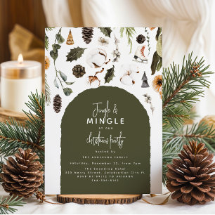 Invitation à la fête de Noël au feuillage hivernal