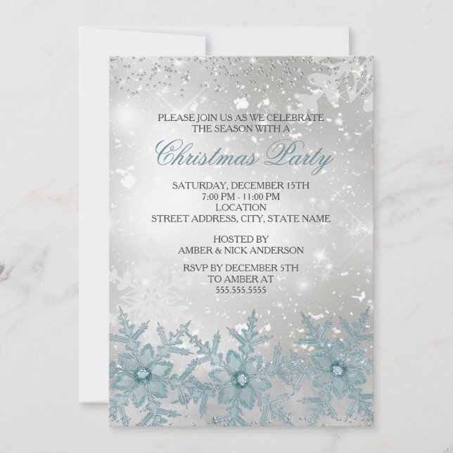 Invitation à la fête de Noël au flocon de neige en (Devant)