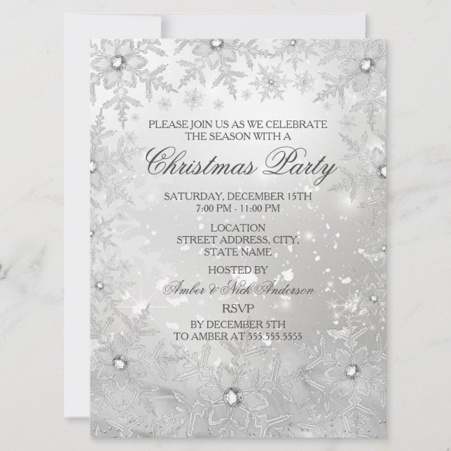 Invitation à la fête de Noël au flocon de neige en (Devant)