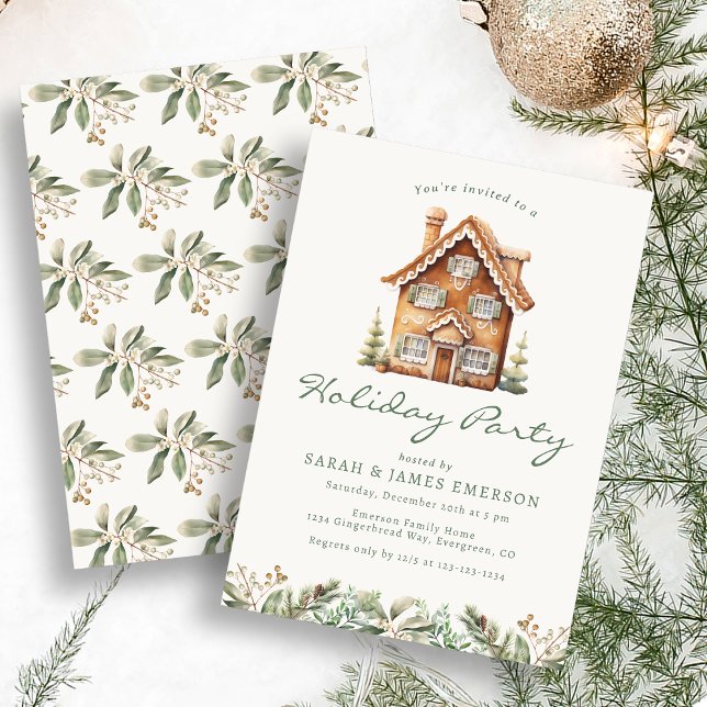 Invitation à la Fête de Noël au Pain d'Épice (Gingerbread Holiday Party Invitation
)