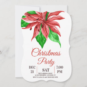 Invitation à la fête de Noël au poinsettia