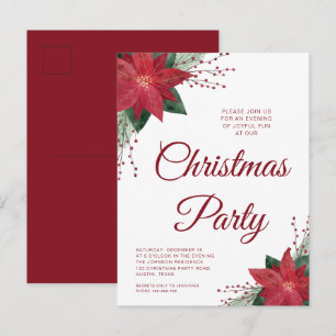 Invitation à la fête de Noël au poinsettia floral 