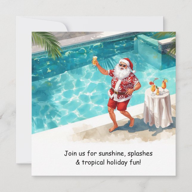 Invitation à la fête de Noël au pool Santa  (Devant)