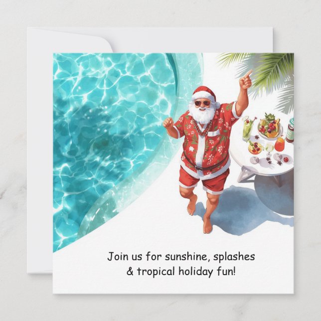 Invitation à la fête de Noël au pool Santa  (Devant)