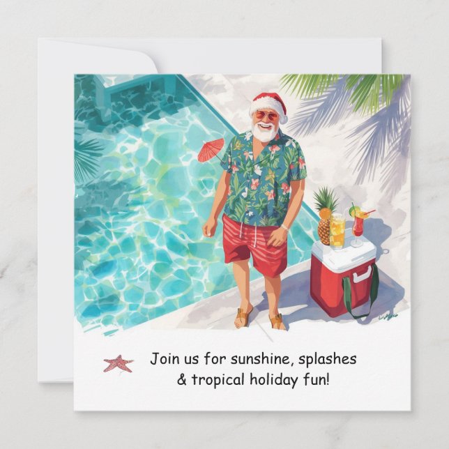 Invitation à la fête de Noël au pool Santa  (Devant)