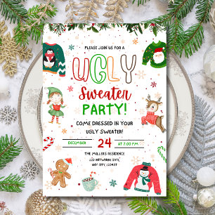 Invitation à la fête de Noël au pull moche, Noël