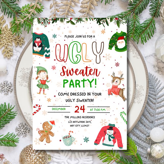 Invitation à la fête de Noël au pull moche, Noël (Créateur téléchargé)