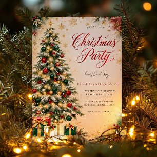 Invitation à la fête de Noël au vert éternel doré
